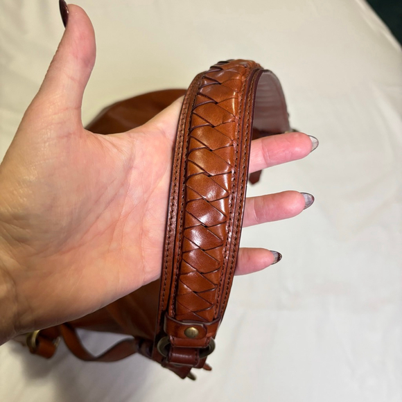 Cole Haan Village Leather Hobo Shoulder Bag Large Purse Brown Woven Strap - Picture 10 of 16